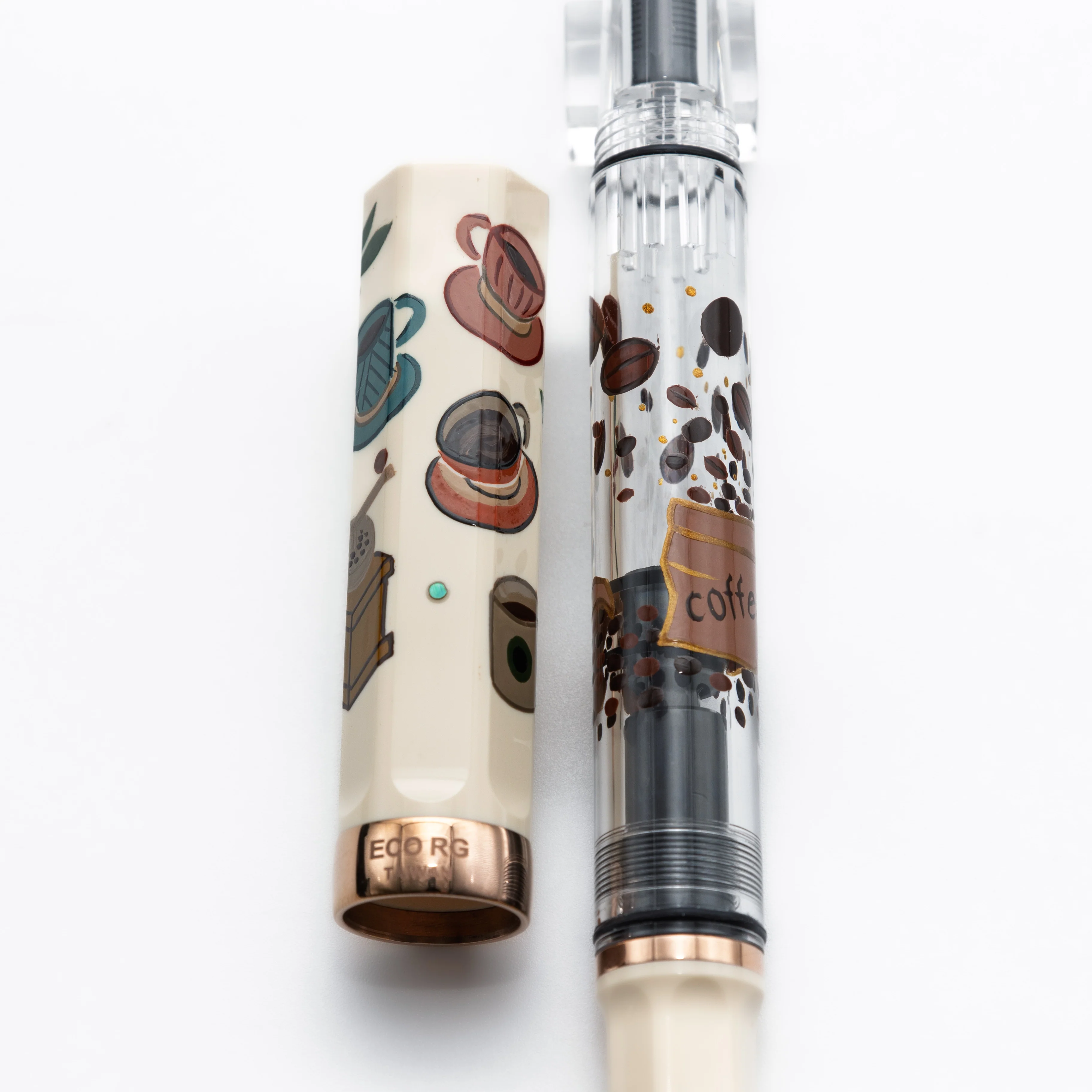 Quartier latin Cafe au lait Wajima Makie fountain pen, TWSBI ECO - Image 3