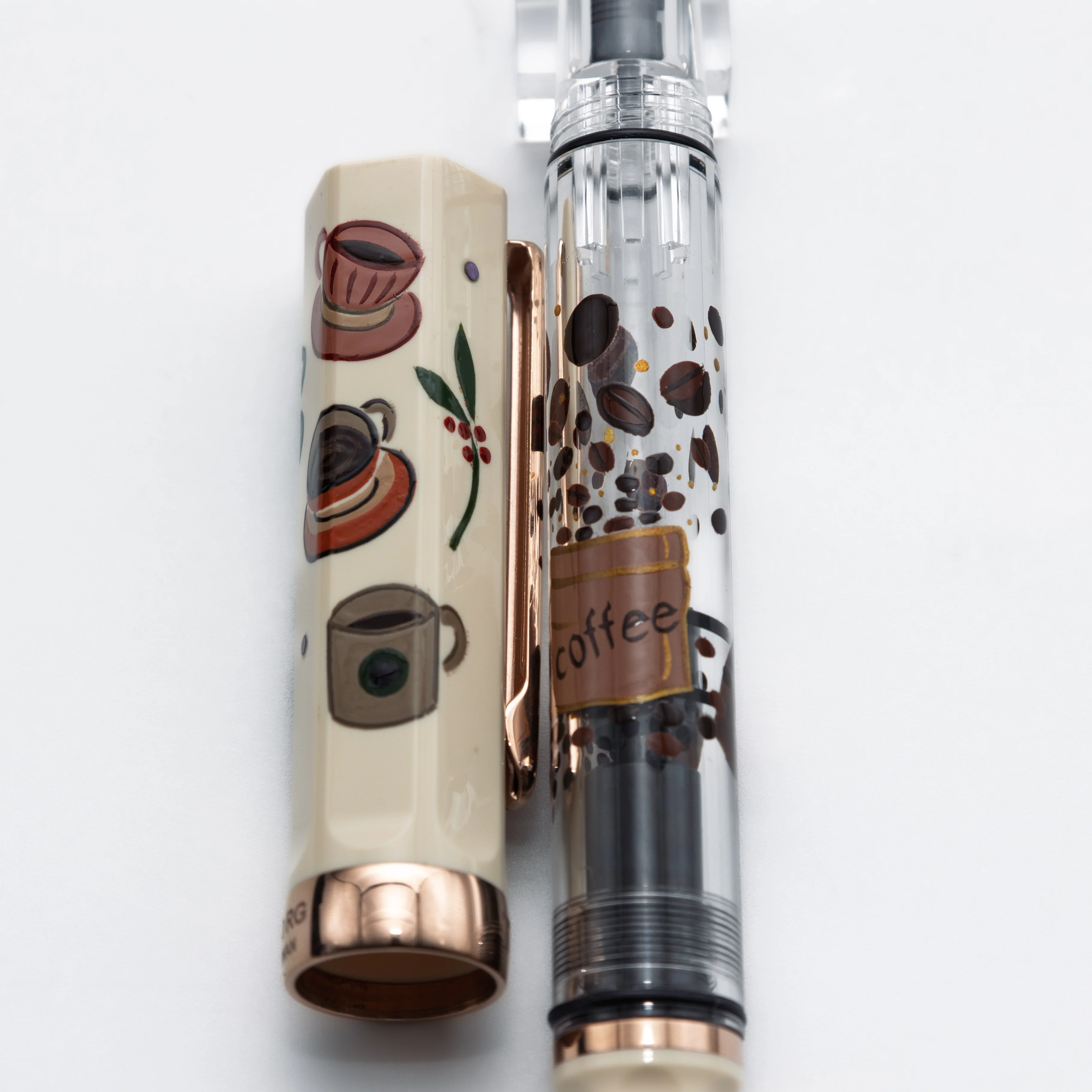 Quartier latin Cafe au lait Wajima Makie fountain pen, TWSBI ECO - Image 4
