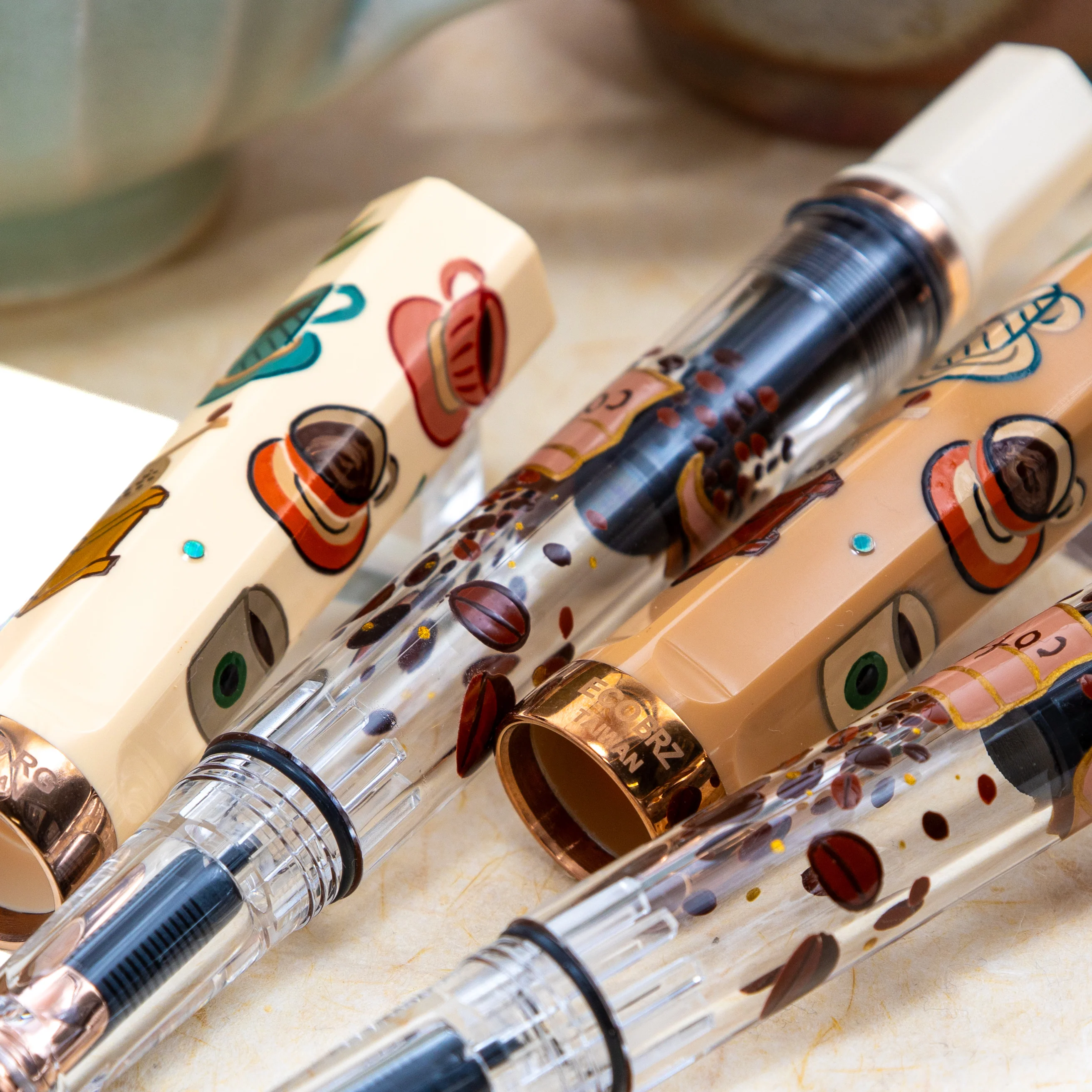 Quartier latin Cafe au lait Wajima Makie fountain pen, TWSBI ECO - Image 8