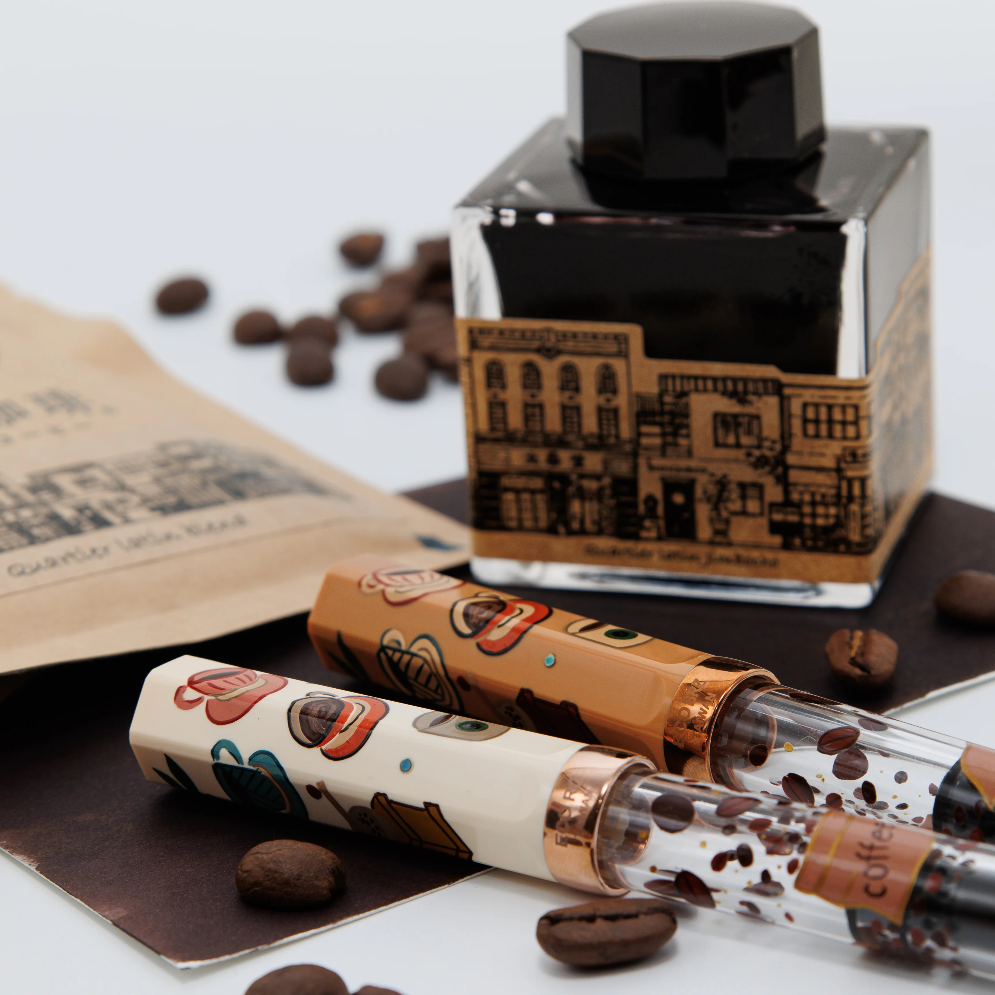 Quartier latin Cafe au lait Wajima Makie fountain pen, TWSBI ECO - Image 9